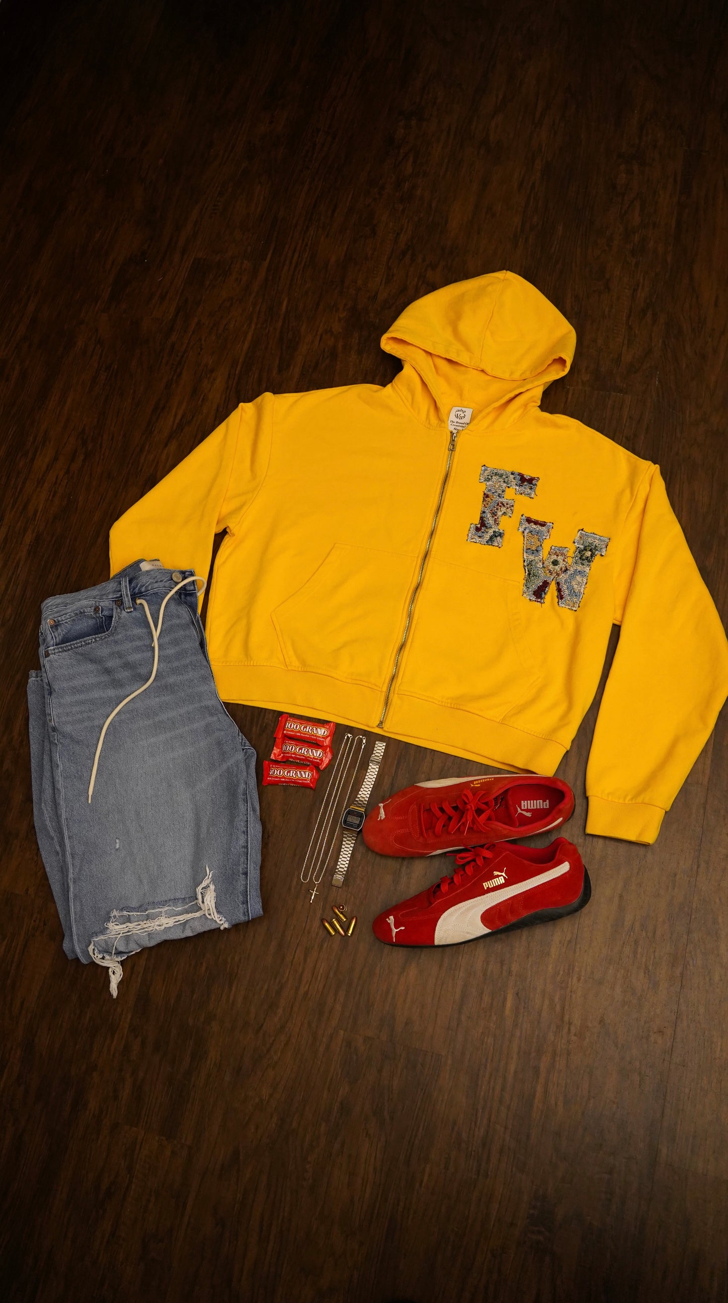 Yellow FW Letterman Zip-Up