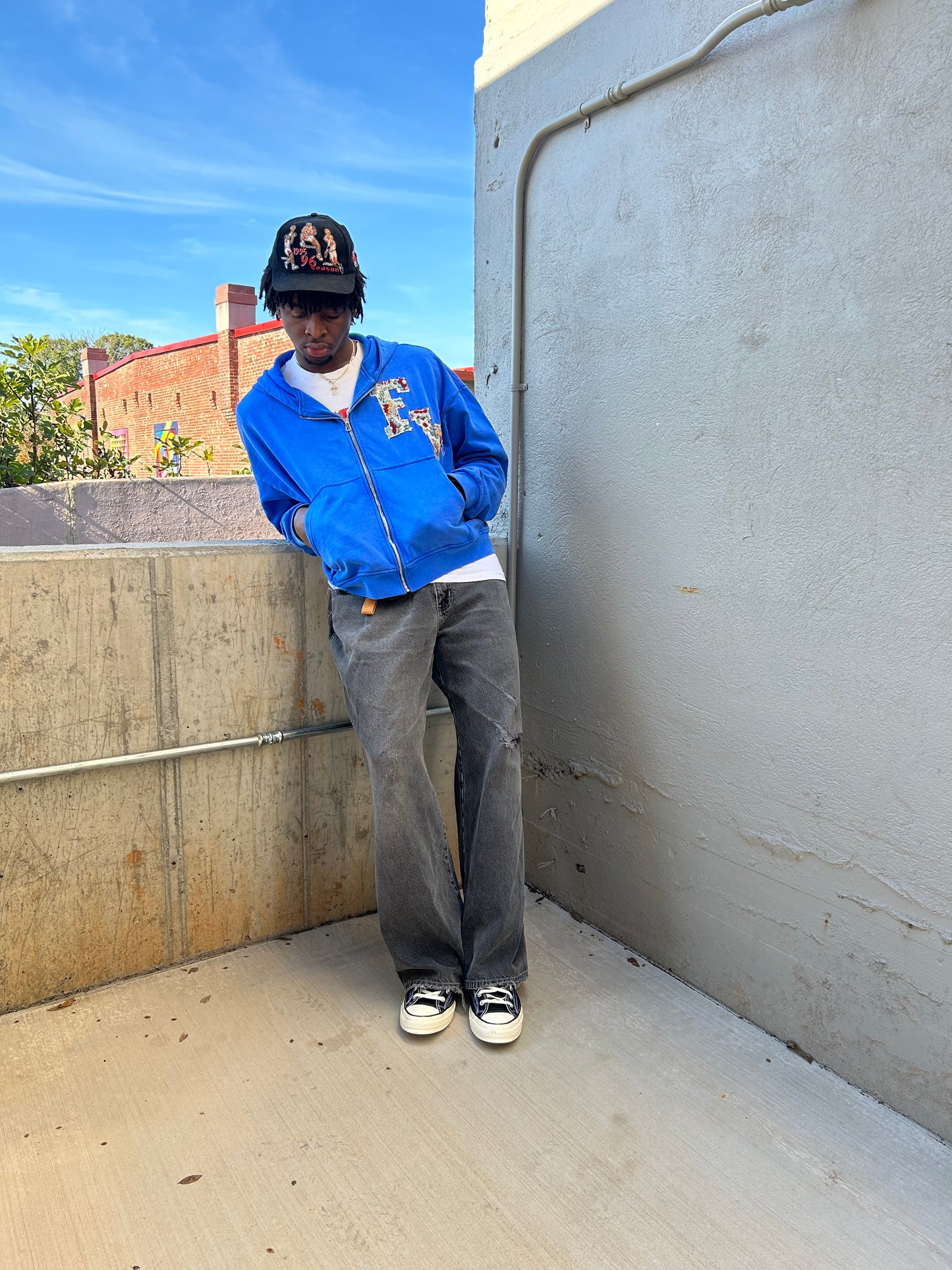 Blue FW Letterman Zip-Up